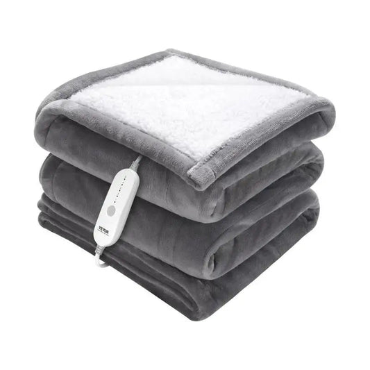 Electric Heated Throw Blanket – Soft Flannel & Sherpa with 5 Heating Levels, 3-Hour Timer Auto-Off