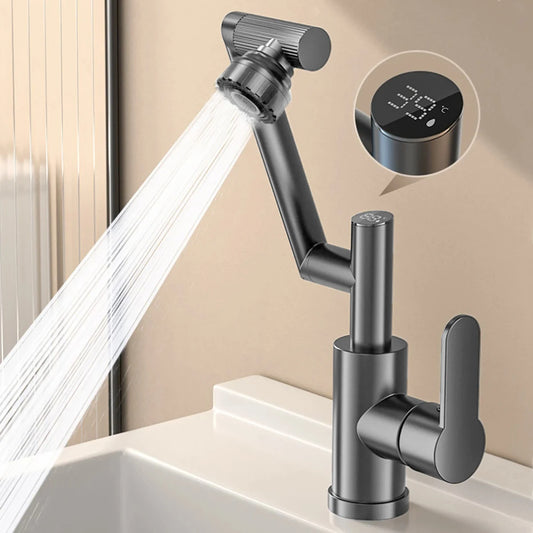 Digital Display LED Basin Faucet – 360° Swivel, Hot and Cold Water Mixer