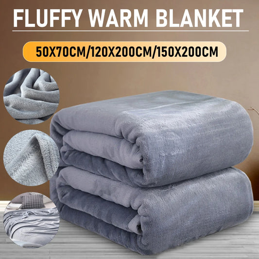 Soft Gray Flannel Fleece Blanket – Cozy and Lightweight Thermal Blanket for Home and Office Use