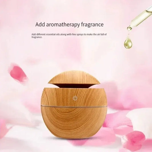 Mini USB Ultrasonic Wood Grain Aroma Diffuser & Air Humidifier