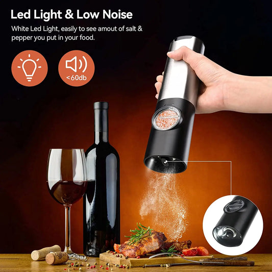 USB Rechargeable Electric Salt and Pepper Grinder with Adjustable Coarseness